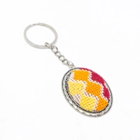 Embroidered Oval Keychain - Red & Orang & Yellow