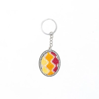 Embroidered Oval Keychain - Red & Orang & Yellow