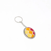 Embroidered Oval Keychain - Red & Orang & Yellow