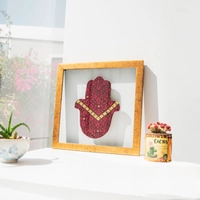 Golden Wooden Frame of Embroidered Palm Figure - Pattern 2