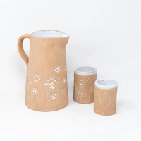 Floral Pottery Pitcher Set