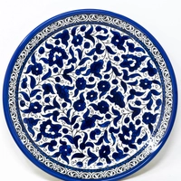 Rounded Blue Ceramic Plate  - Large