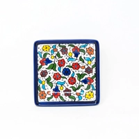 Square Ceramic Floral Plate - Blue