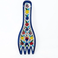 Fork Shaped Ceramic Plate  - Blue