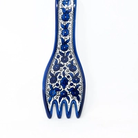 Fork Shaped Ceramic Plate  - Blue