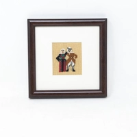 Embroidery Painting with a Square Wooden Frame - Man & Woman in Traditional Outfits