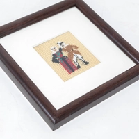 Embroidery Painting with a Square Wooden Frame - Man & Woman in Traditional Outfits