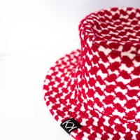Red & White Women's Gangster Hat - Shemagh Pattern