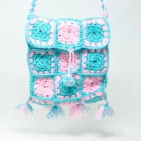 Baby Blue & Pink Crochet Bag