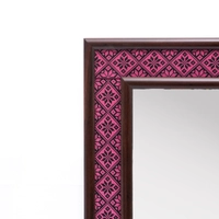 Wall Mirror of Brown Wooden Frame and Colorful Embroidery Patterns - Multiple Patterns - Green