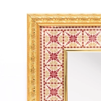 Wall Mirror of Golden Frame and Colorful Embroidery Patterns