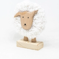 Wood & Wool Sheep Figure Home Decor - Multiple Sizes - Large