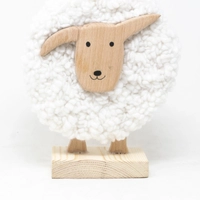 Wood & Wool Sheep Figure Home Decor - Multiple Sizes - Large