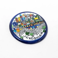 Round Colorful Ceramic Refrigerator Magnet - Jerusalem 