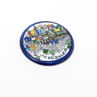 Round Colorful Ceramic Refrigerator Magnet - Jerusalem 