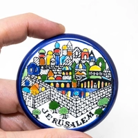 Round Colorful Ceramic Refrigerator Magnet - Jerusalem 