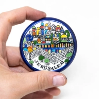 Round Colorful Ceramic Refrigerator Magnet - Jerusalem 