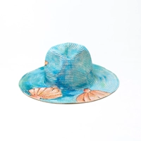 Blue Burlap Sun Hat - Beach Theme