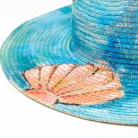 Blue Burlap Sun Hat - Beach Theme