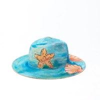 Blue Burlap Sun Hat - Beach Theme