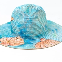 Blue Burlap Sun Hat - Beach Theme