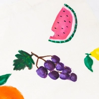 Canvas Tote Bag Adorned with Hand-Painted Fruits 