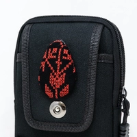 Black Waist Bag with Red Hand Embroidery Patterns