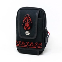 Black Waist Bag with Red Hand Embroidery Patterns