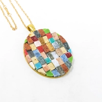 Round Colorful Mosaic Necklace