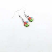 Round Silver Earrings with Colorful Mosaic Tiles - Small