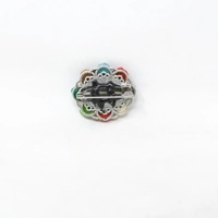 Flower Shape Silver Brooch with Colorful Mosaic Tiles