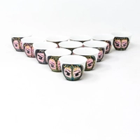 White Hand-Painted Porcelain Arabic Coffee Set - 6 Cups