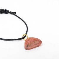 Black String Bracelet With Pink Triangle Resin Pendant