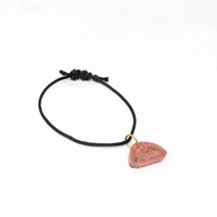 Black String Bracelet With Pink Triangle Resin Pendant