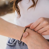 Black String Bracelet With Pink Triangle Resin Pendant