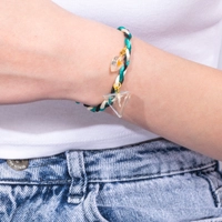 Colorful Braided Bracelet with Two Dangling Crystal Resin Pendant