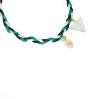 Colorful Braided Bracelet with Two Dangling Crystal Resin Pendant