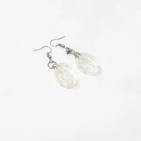 Dangling Crystal & Gold Oval Resin Earrings