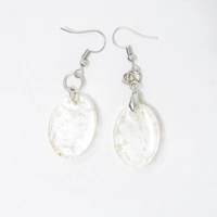 Dangling Crystal & Gold Oval Resin Earrings