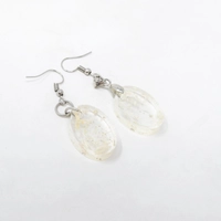 Dangling Crystal & Gold Oval Resin Earrings