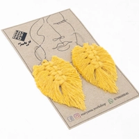 Macrame Leaf-Shaped Tassels Earrings - Multiple Colors - Green