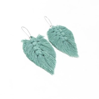 Macrame Leaf-Shaped Tassels Earrings - Multiple Colors - Green