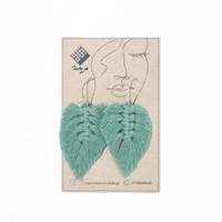 Macrame Leaf-Shaped Tassels Earrings - Multiple Colors - Green