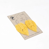 Macrame Leaf-Shaped Tassels Earrings - Multiple Colors - Green