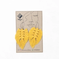 Macrame Leaf-Shaped Tassels Earrings - Multiple Colors - Green