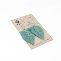 Macrame Leaf-Shaped Tassels Earrings - Multiple Colors - Green