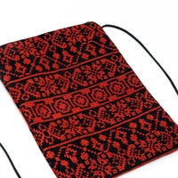 Black Crossbody Bag with Red Embroidery Patterns