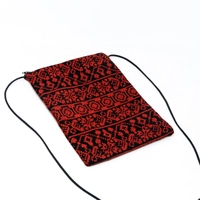 Black Crossbody Bag with Red Embroidery Patterns