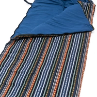 Striped Navy Blue Sleeping Bag with Bedouin-Inspired Patterns