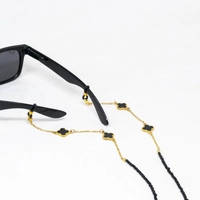 سلسال نظارة مصنوع يدويًا من الخرز - عدة تصاميم - أسود وذهبي